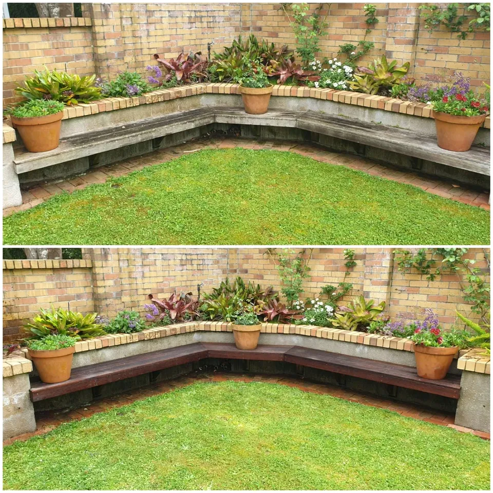 Timber bench cleaning photographs